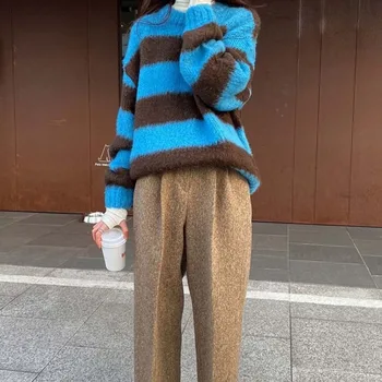 Noi Femeile 2020 Iarna Vintage Harajuku Toate-Meci De Tricotat Cardigan Doamnelor Pulover Dulce Mori Casual Pulover Cu Dungi De Contrast