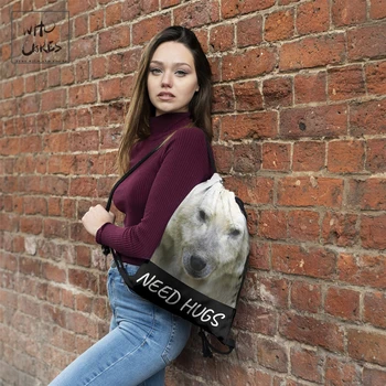 CUI îi PASĂ de moda Noua Rucsac Grey wolf 3D de imprimare de călătorie softback sac sac cordon Portabil rucsaci