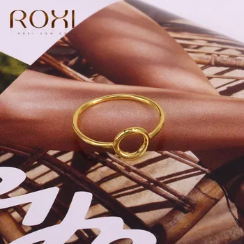 ROXI Argint 925 Rotund Cerc Deschis Inele Pentru Femei cu Personalitate Geometrice Gol Rotund Inel Reglabil Minimalist Bijuterii