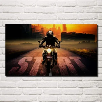 Motociclist motociclist fantezie motocicleta opera de arta living decor acasă de arta de perete decor cadru de lemn tesatura postere KG655