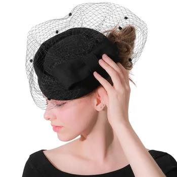 Lână De Iarnă Plasă De Fedora Pălărie De Păr Clip Femeile Nunta Net Fascinator Pălărie De Par Cu Funda Decor Derby Voaluri De Petrecere, Accesorii De Par
