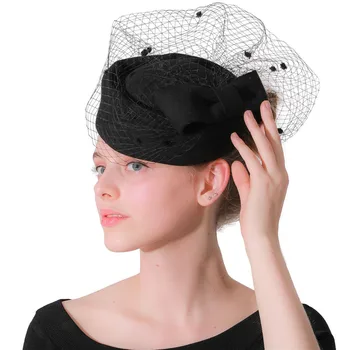 Lână De Iarnă Plasă De Fedora Pălărie De Păr Clip Femeile Nunta Net Fascinator Pălărie De Par Cu Funda Decor Derby Voaluri De Petrecere, Accesorii De Par