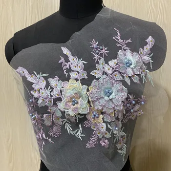 1 pereche de șirag de mărgele stras floare 3D broderie dantela accesorii rochie de mireasa imbracaminte pentru copii show-accesorii de îmbrăcăminte CA016
