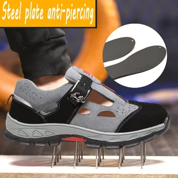 Muncii Pantofi Sandale de Vara Barbati Lumina Respirabil Deodorant Oțel Casual Anti-sparge Anti-alunecare de sex Feminin Baotou Munca & Siguranță, pantofi