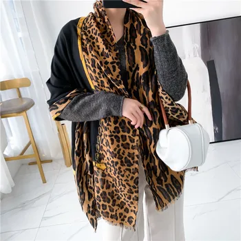New Sosire 2020 Iarna Hijab Bumbac Și Eșarfă De Sex Feminin Culoare Leopard Foulard Pashmina Poncho Eșarfe Brand Șaluri Șal Eșarfă