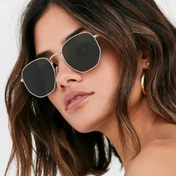 ZXRCYYL 2021 Vintage din Metal Hexagonale ochelari de Soare Femei/Barbati de Brand Designer de Conducere Retro Oglindă Ochelari de Soare oculos de sol UV400