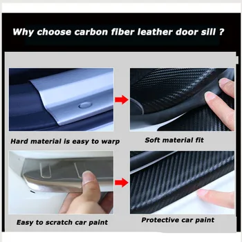 Accesorii auto Pentru Fiat Bravo 4buc Fibra de Carbon din piele Pu Pragul Ușii de Paza