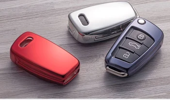 Nou Cadou TPU luminos placare silicon moale mașină de caz-cheie Pentru Audi Q3 A4L A6L Q5 Q7 A1 A3 flip capac cheie 6 culoare accesorii auto