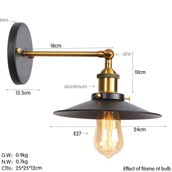 Loft Decor Vintage Sconces Perete iluminat Industrial LED Edison Perete Lampă de Noptieră Acasă de Iluminat Fier Lentile Umbra Regla Corpuri
