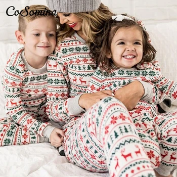 CoSomina de Crăciun de Familie Casual Pijamale Pijamale Set de Familie, cu Elan Copac de Imprimare de camasa de noapte cu Maneci Lungi Pantaloni de Pijamale