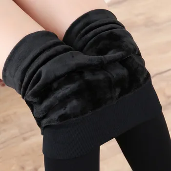 Gros De Iarna Cald, Dres Fete De Culoare Solidă Cu Picioare Chilot Negru Imitație De Piele Sexy Femei Colanti Catifea Elastica Ciorapi