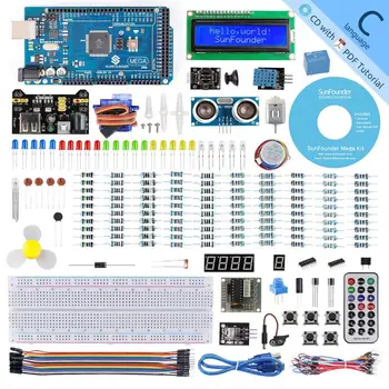 SunFounder Mega 2560 R3 Proiect Starter Kit pentru Arduino UNO R3 Mega2560 Mega328 Nano+26 Tutoriale+LED+rezistor+CD