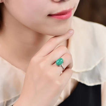 1 BUC Piatra Naturala de Cristal Ovale Malachit, Opal, Agat, Lapis Reglabil pe Deget Un inel Este Potrivit Pentru Femei Cadouri