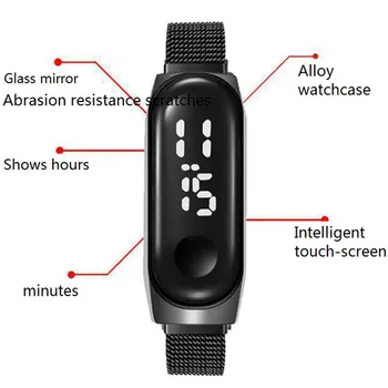 Ceasuri femei Ceasuri de mana Digitale cu Led Magnetit rezistent la apa Atinge Orez Moda Touch Control