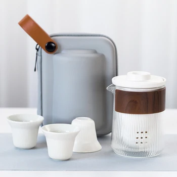 Ceainic Ceramic Gaiwan-O Oală De Trei Cesti De Ceai Seturi De Călătorie Portabil Biroul De Acasă Cani De Ceai Din Ceramica Container Cafea Cu Sac