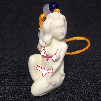 Alb sexy fată goală, cu un pandantiv decorativ sculptat de Mână accesorii Auto decor caracter Drăguț pandantiv livrare gratuita