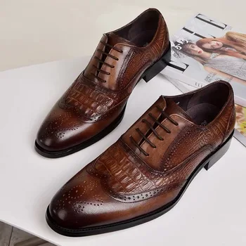 Noi Crocodil Vintage Moda Barbati Pantofi Formale Rochie Casual Din Piele Pantofi De Afaceri De Nunta Mocasini Designer Bocanc Birou Shoes9