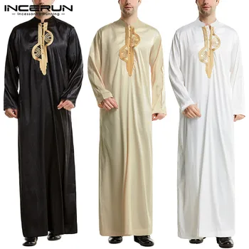 Oamenii Musulmane Islamice Caftan arabă Broderie Maneca Lunga Stand Guler Haine Vintage Dubai Caftan Bărbați Jubba Echipa S-5XL INCERUN