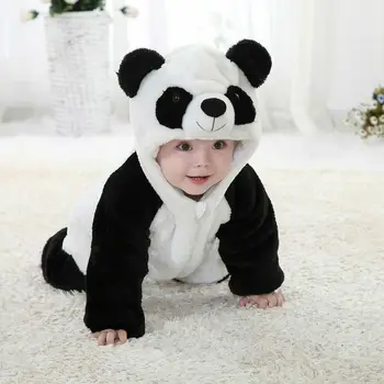 3D Panda Îmbrăcăminte Copil Copil Copil Fată Băiat Drăguț Vladan Maneci Lungi Salopeta Costum cu Fermoar-O bucată de Costume pentru 0-3T Copil