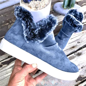 2020 Zăpadă iarna Femei Cizme de Blană Pufos tv cu Platforma Pantofi pentru femei Pluș Cald aluneca pe Scurt Glezna Cizme pentru femei de Moda pantofi