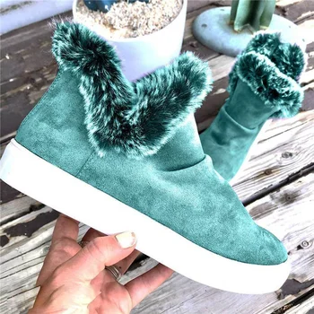 2020 Zăpadă iarna Femei Cizme de Blană Pufos tv cu Platforma Pantofi pentru femei Pluș Cald aluneca pe Scurt Glezna Cizme pentru femei de Moda pantofi
