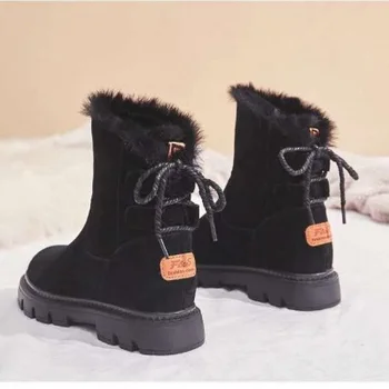 Cizme de zapada pentru Femei Platforma Non-alunecare Pantofi de Iarnă de sex Feminin 2020 Nou tv cu Fund Gros Sălbatice Plus Catifea de Bumbac Scurt de Pluș Moale Botas