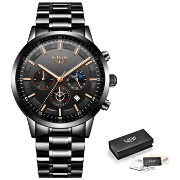 Moda Barbati Ceasuri LIGE Brand de Top Impermeabil Ceas Sport Cronograf Barbati Casual din Oțel Inoxidabil Cuarț Ceas Relogio Masculino