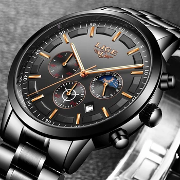 Moda Barbati Ceasuri LIGE Brand de Top Impermeabil Ceas Sport Cronograf Barbati Casual din Oțel Inoxidabil Cuarț Ceas Relogio Masculino