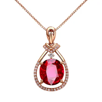 Clasic picătură de apă pietre pretioase rubin roșu pandantiv de cristal rose gold coliere pentru femei zircon bijuterii cu diamante, cravată bijoux cadou
