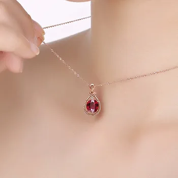 Clasic picătură de apă pietre pretioase rubin roșu pandantiv de cristal rose gold coliere pentru femei zircon bijuterii cu diamante, cravată bijoux cadou
