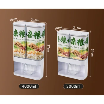 3L 4L Montat pe Perete Împărțit Cafea de Cereale de Orez Dispenser rezistent la Umiditate Automata Rafturi Alimentare Sigilate Cutie de Depozitare de Depozitare Contei