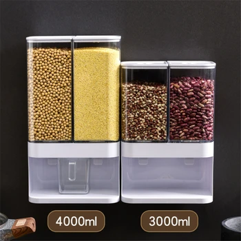 3L 4L Montat pe Perete Împărțit Cafea de Cereale de Orez Dispenser rezistent la Umiditate Automata Rafturi Alimentare Sigilate Cutie de Depozitare de Depozitare Contei