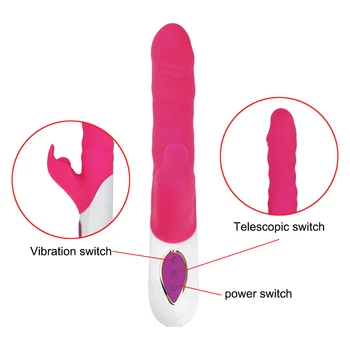 VATINE Rabbit Vibrator din Silicon Telescopic G spot Vibrator Vibrator Vibrator Bagheta Jucarii Sexuale pentru femei de sex Feminin Masturbari Sex-Shop