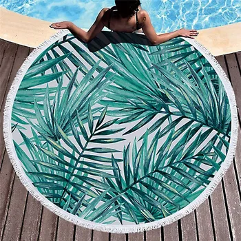 XC USHIO Vara Frunze Rotunde Prosop de Plajă Cu Ciucure 150cm Înot Prosop de Baie Bikini Acoperi Cuvertură Covor Yoga Picnic Mat