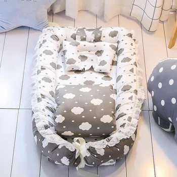 Portabil BabyNest pat cu Pilota pentru Fete, Băieți, Copii și Șezlonguri Bumbac Leagănul Acoperi Pătură Copil Set de lenjerie de Pat Pat Bassinet Bara