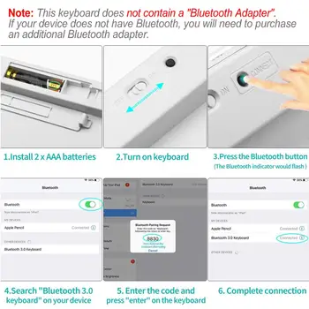 Ebraică și engleză Tastatură Bluetooth Ultra Slim Israel Wireless Keyboard zgomot redus Compatibil pentru iOS iPad Tablete Android, Windows